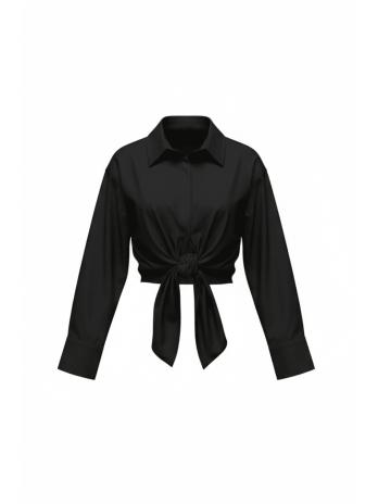 CAMISA POPELÍN ANUDADA - NEGRA